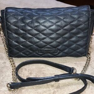 Radley London Black Quilted Leather Crossbody Bag with gold chain detail